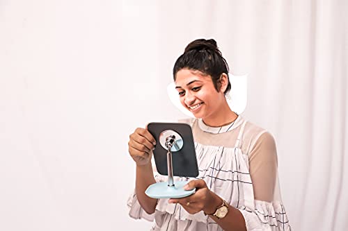 Image of Kriva Square Dish Beauty Mirror, Folding Portable Tabletop Saving & Makeup Desk Vanity Countertop Mirrors with Stand for Dressing,Parlor,Travel Best Wish for Gift Men Women(Multicolor-1Pcs)