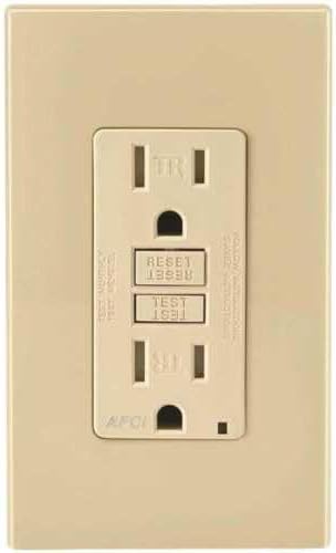 Replacement for Leviton AFTR1-I 15 Amp Tamper Resistant AFCI Outlet, Ivory Replaces Parts
