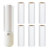 Fusselrolle für unterwegs Wiederverwendbar Fusselrollen Inklusive 6 Mini Nachfüllpacks 1 Abroller Tierhaarentferner Flusenentferner für Kleidung Sofa Tierhaare Perlweiß