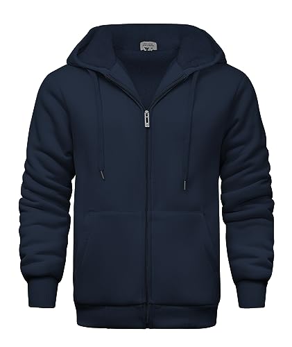 Image of V VALANCH Men Hoodies Zip Up Sherpa Lined Sweatshirts Heavyweight Thick Warm Fleece Winter Jacket