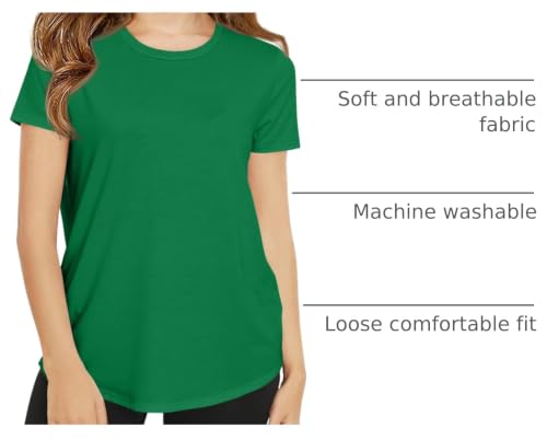 Image of Haloumoning Girls Short Sleeve T Shirts 5-14 Years | Kids Summer, T shirt Girls,Crewneck Tops, Curved Hem Tees,Back to School Summer Tops,Fashion Clothes