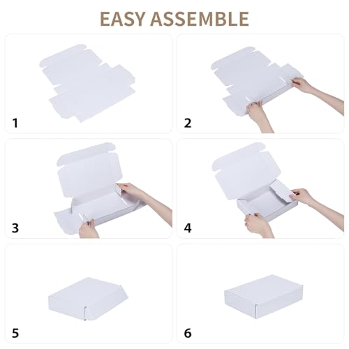 Image of RLAVBL 9x6x4 Shipping Boxes Set of 25, White Corrugated Cardboard Box for Packing, Mailing, Business