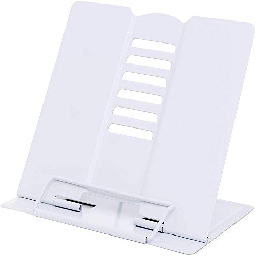 Soporte para Libro De Recetas, Soporte de Lectura Ajustable, Libro de Cocina con Soporte de Libro de Metal, Utilizado para El Estante de Descanso de Lectura, Libro de Recetas Antideslizante（Blanco）