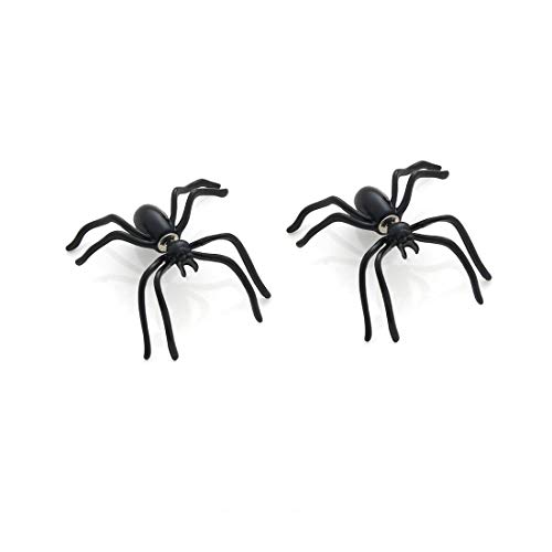 Cinlan Black Spider & Bat Dangle Drop Earrings Halloween Party Costume Accessories Jewelry Spider