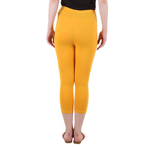 Image of DIAZ Women Cotton Stretchable Capri | Slim /Regular Fit | Breathable Yoga, Gym & Lounge Wear | High-Waist Stretchable 3 /4 Length Leggings with Wide Waistband - Pack of 1