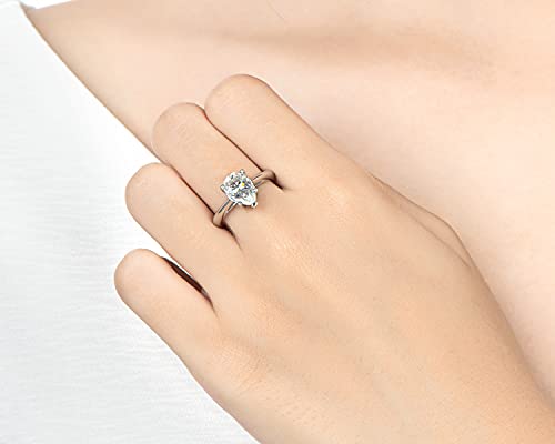 AINUOSHI 2.0 Carat Moissanite Ring, Pear Shaped Wedding Ring Made with Sterling Silver, Pear Cut, Gift for Wedding, Engagement and Anniversary.3