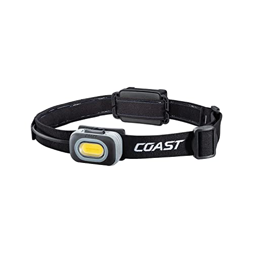 Coast RL10 560 Lumen Dual Color LED Headlamp with Flood and Spot Beams, Variable Light Control, C.O.B., Alkaline Dual Power, Non-Slip Band, 3 x AAA Included
