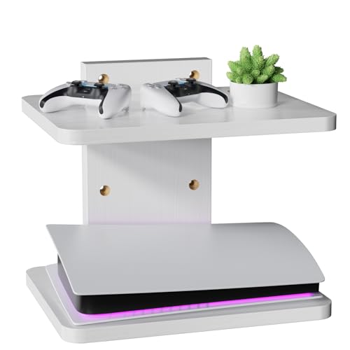 Image of WALI Floating TV Shelf, 2 Tier Projector Shelf for DVD Players, Routers, Game Consoles, Cable Boxes, Living Room Decor Accessories, Wall Mount Shelves Holds Up to 22lbs (CS202NW), 2-Shelf, White | Projector Shelf for Routers, Game Consoles, Cable Boxes, Wall Mount Shelves Hold Up to 22lbs, (CS202NW), 2-Shelf, White