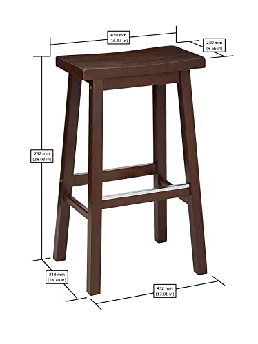 Amazon Basics Solid Wood Saddle-Seat Kitchen Counter Barstool, 29-Inch Height, Walnut Finish - Set Of 2 #TOP2