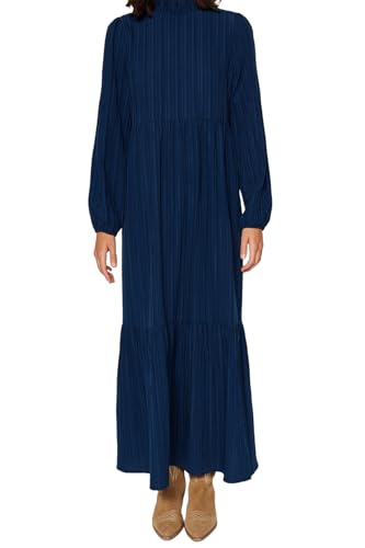 Robe décontractée bleu foncé fluide coupe A-line vêtement été - 4