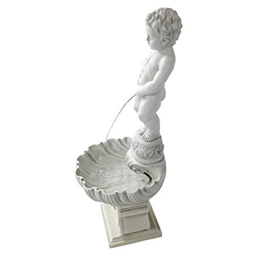 Design Toscano Ng33505 Complete Manneken Pis Peeing Boy Fountain Garden Decor With Base Outdoor Water Feature, 45 Inch, Antique Stone #TOP7