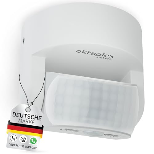 Oktaplex Bea Bewegungsmelder Außen IP65 schwenkbar 180° Infrarot-Sensor 12m Reichweite 230V weiß mit Dämmerungssensor