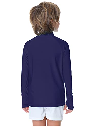 Girls Rash Guard Top Zipper Kids Boys Upf 50+ Sun Protection Surfing Swim Shirt With Thumbholes Navy 7-8Y #TOP6