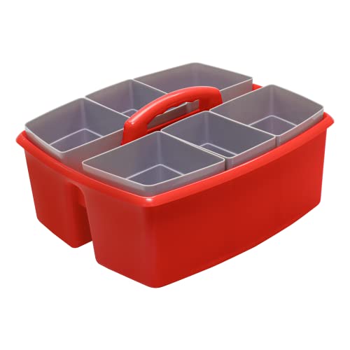 Image of Storex Large Classroom Caddy with Cups, 13 x 11 x 6.575 Inches, Red, Case of 2 (00981U02C)