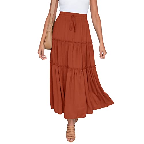 Jupe longue bohème à taille haute d'une fluidité et finition remarquables - 7