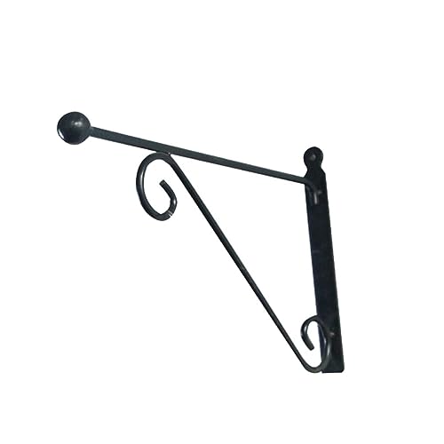 TOYANDONA Metal Flower Basket Hook and Wall-mounted Plant Brackets for Outdoor Balcony, Black Single Piece Hanging Plant Hook for Garden Baskets