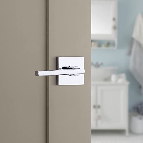 Kwikset Halifax, Door Handle Lever Privacy Door Lock For Bedroom And Bathroom, Square Rose In Polished Chrome #TOP4