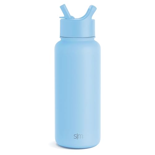 Simple Modern Water Bottle with Straw and Chug Lid Vacuum Insulated Stainless Steel Metal Thermos | Reusable Leak Proof BPA-Free Flask for Sports, Gym | Summit Collection | 32oz | Forget Me Not