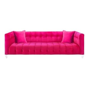 Modern Velvet Upholstered Sofa with Lucite Legs