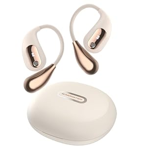 Monster Open Ear AC210 Headphones, True Wireless Bluetooth Earphones with Microphone, Wireless Headphones 30 Hours Playback, Type-C Charging, Touch Control, IPX5 Waterproof Open Ear Earbuds,White