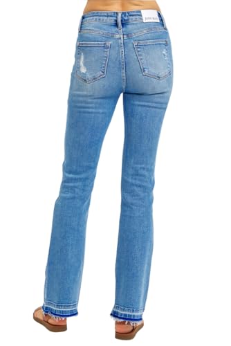 Judy Blue Mid Rise Distressed Released Hem Bootcut Jeans4