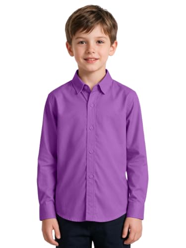 Image of DHTS Boys' Dress Shirts Toddle Boy Long Sleeve Uniform Shirt for Kids