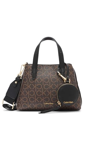 Calvin Klein Bolsa transversal Millie 2 em 1 com compartimento triplo, marrom/cáqui/preto, One Size