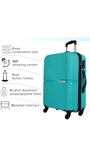 Image of Polypropylene Hard Shell 4 Wheels 360 Degree Safari Trolley Bag for Travel Small+Medium+Large (Teal Green, Set of 3), 70 cm