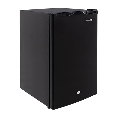 Avanti 4.4 Cu. Ft. Compact Refrigerator Lockable Mini Fridge for Home Office or Dorm with Adjustable Glass Shelves Reversible Door Interior Light and ENERGY STAR Certification 4.4 cu.ft. Black