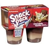 Hunt's, Snack Packs, Pudding and Tapioca Choices, 4 Cups, 13oz Package (Pack of 4) (Choose By Flavor) (Chocolate Vanilla)