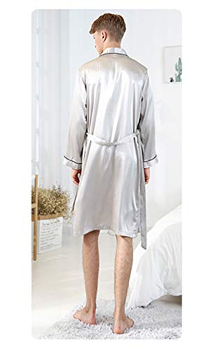 Lavnis Men's Satin Bathrobe Nightgown Casual Kimono Robe Loungewear Sleepwear Pajama Set With Shorts Blue L #TOP3