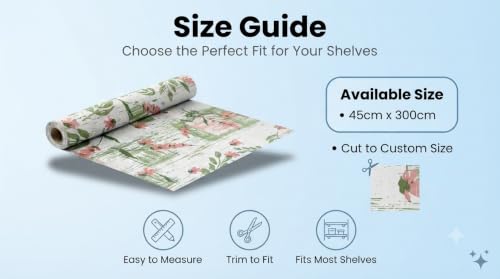 Image of Dribble (45cm X 300cm) Eva Shelf Liner Mat Roll, Non Slip Drawer & Cabinet Liner for Kitchen, Waterproof Oilproof Washable Fridge Mat, Anti Skid Multipurpose Mat (Floral Hormony Peach)