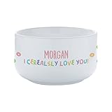 Personalization Universe I Cerealsly Love You 14oz Kids Cereal Bowl - Customizable, Dishwasher and Microwave Safe, Chip-Resistant Stoneware Bowl Perfect for Cereal, Soup, Snacks and More