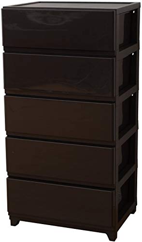 JEJ デコニー チェスト 5段 幅54 ワイド ダークブラウン DWC-5