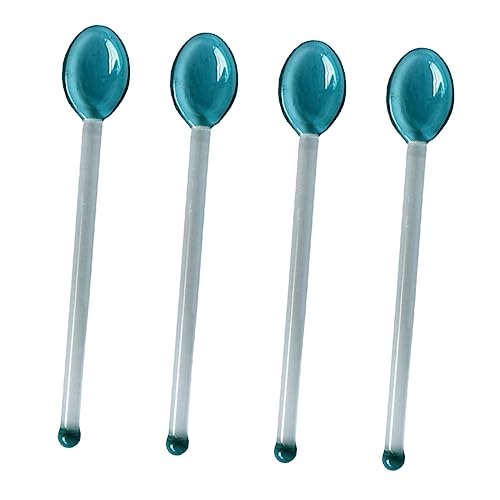 POPETPOP 4 piezas Cucharas de Café de Vidrio Reutilizables Mango Cucharas de y Café para y