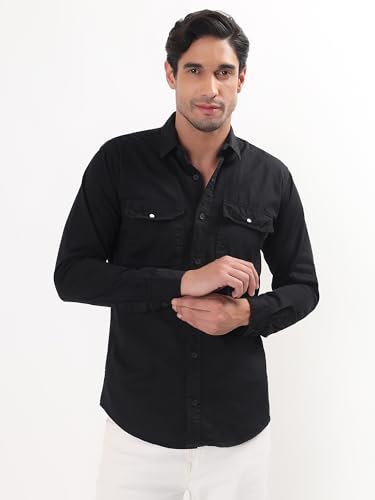 Image of Premium Men Plain Shirt Full Sleeve | Button Down Collar RFD Lightweight Fabric | Regular Fit Casual Wear Shirt with Double Pocket Design