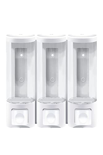 REDHiLL シャンプーディスペンサー マグネット 壁掛け 3本セット ディスペンサー 透明 簡単取り付け シャンプーボトル 磁石 つめかえ ソープ ホワイトxクリア
