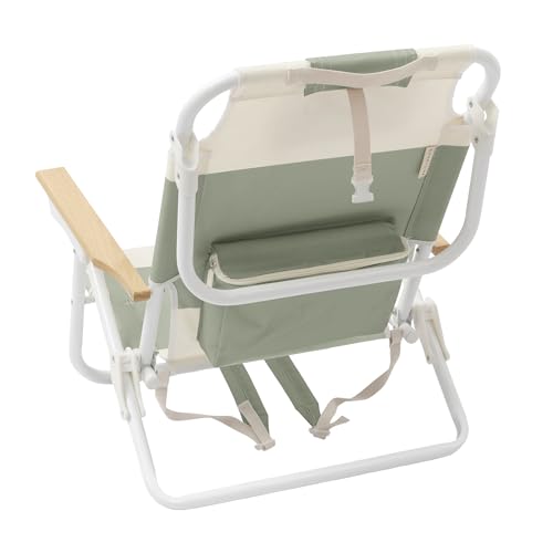 SUNNYLiFE Deluxe Beach Chair, Outdoor Seating, Portable Backpack Design, 5 Adjustable Recline Positions, Insulated Cooler Pocket, Polyester Fabric, Seagrass Sage, 25.59 x 25.2 x 27.56 inches by Sunnylife - Used condition - Image 6