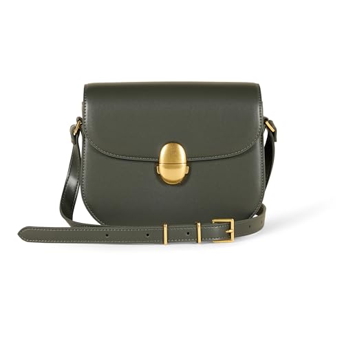 Amazon Essentials Women's Crossbody Flap Bag, Dark Olive, One Size