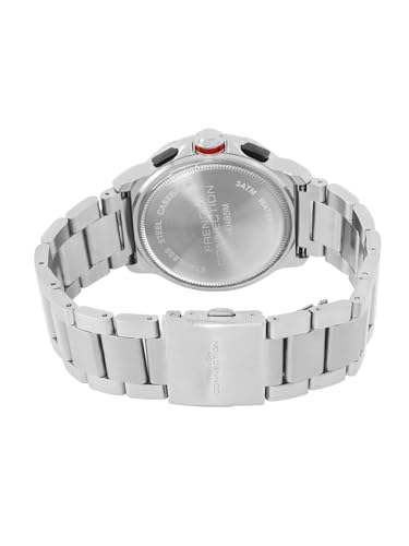 Image of French Connection L'Aigle Chronograph Date Black Round Dial Stainless Steel Strap | Casual | Premium | Texture Feature Wrist Watch for Men - FCM04BSM