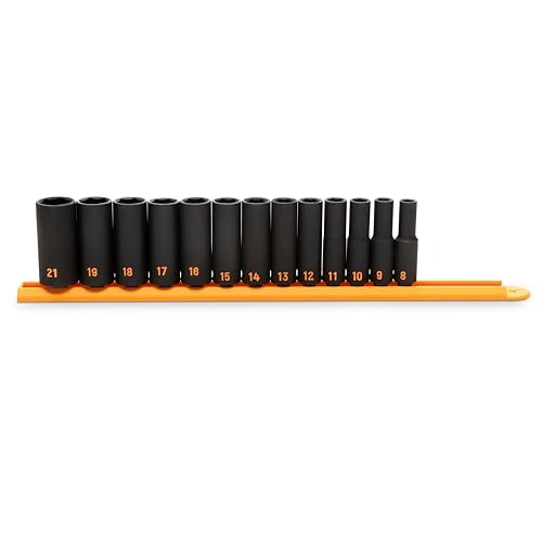 Image of GEARWRENCH 13 Piece 3 /8 inch Drive 6 Point Metric Hi-Viz Deep Impact Socket Set | 84914H