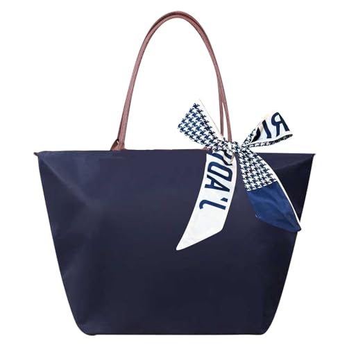 HTTDSLF Sac à Main Cabas Femme, Sacs Bandoulière Grande Capacité, Pliable Sac Cabas Femmes Sacs de Cours Lycée Fille, pour le Travail, les Voyages et l'École (Bleu...