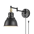 TRLIFE Dimmable Swing Arm Wall Lights with Plug in Cord Wall Mounted Light Industrial Wall Sconce , E26 Base, UL Listed(1 Pack)