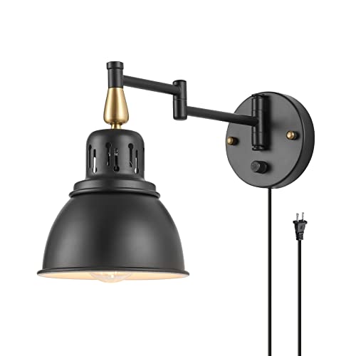 TRLIFE Dimmable Swing Arm Wall Lights with Plug in Cord Wall Mounted Light Industrial Wall Sconce , E26 Base, UL Listed(1 Pack) by TRLIFE - Used condition - US$21.30