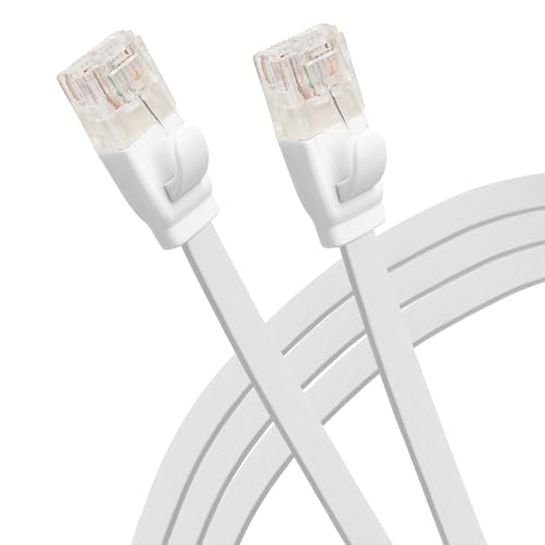 Maplin Ethernet Cable 5M White, Flat CAT6 Gigabit UTP LAN Network Cable RJ45 High-Speed 10Gbps Compatible with Laptop, PC, CCTV, PS4/5, Xbox, Switch, Modem, Router, Smart TV, Sky Box, WiFi Extender