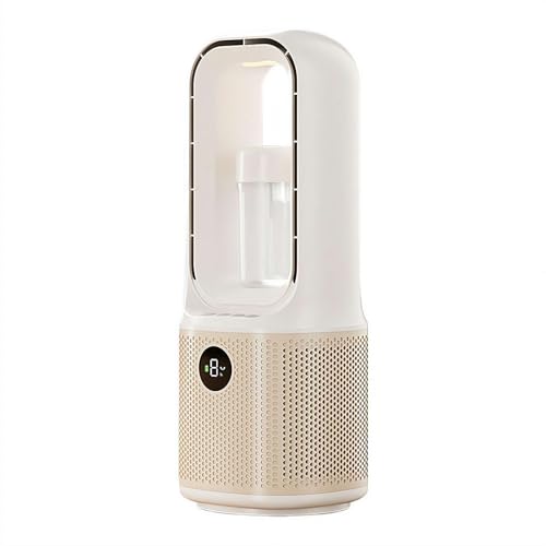 Ventilador 3 en 1 sin aspas con purificador de aire, calentador interior, ventilador y calentador combinado con filtro HEPA, interruptor de vuelco, ventilador de torre oscilante de 90°, control remoto
