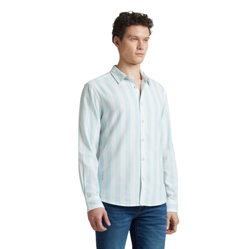 Image of Pepe Jeans Men's Casual Shirt | Striped Shirt for Men| Regular Fit | Vertical Stripes | Full Sleeve | Available in Plus Size