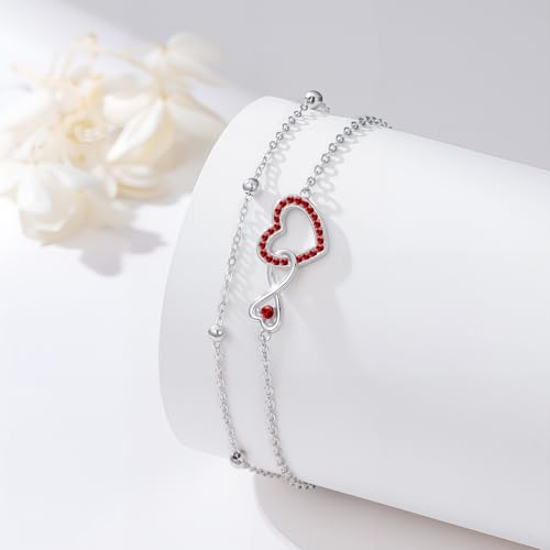 Image of Anklet for Women 925 Sterling Silver Double Infinity Ankle Bracelet Waterproof Summer Jewelry Anniversary Birthday Gifts for Her