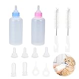 Volumen de suministro: el juego incluye 2 biberones para perros y gatos (azul y rosa), 8 tetinas de repuesto de silicona, 2 abridores de orificios y 2 cepillos de limpieza especiales, tetina grande de 4 cm, tetina pequeña de 2 cm, aguja para biberón de 4,5 cm, cepillo de 16 cm, chupetes de diferentes tamaños para adaptarse a las diferentes etapas de desarrollo de las mascotas jóvenes.