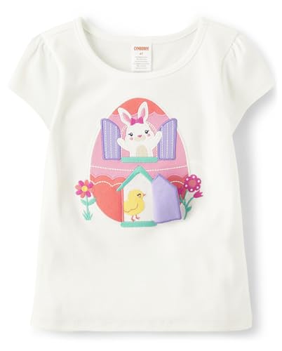 Gymboree,and Toddler Embroidered Graphic Short Sleeve T-Shirts,Simply White Easter Egg,7